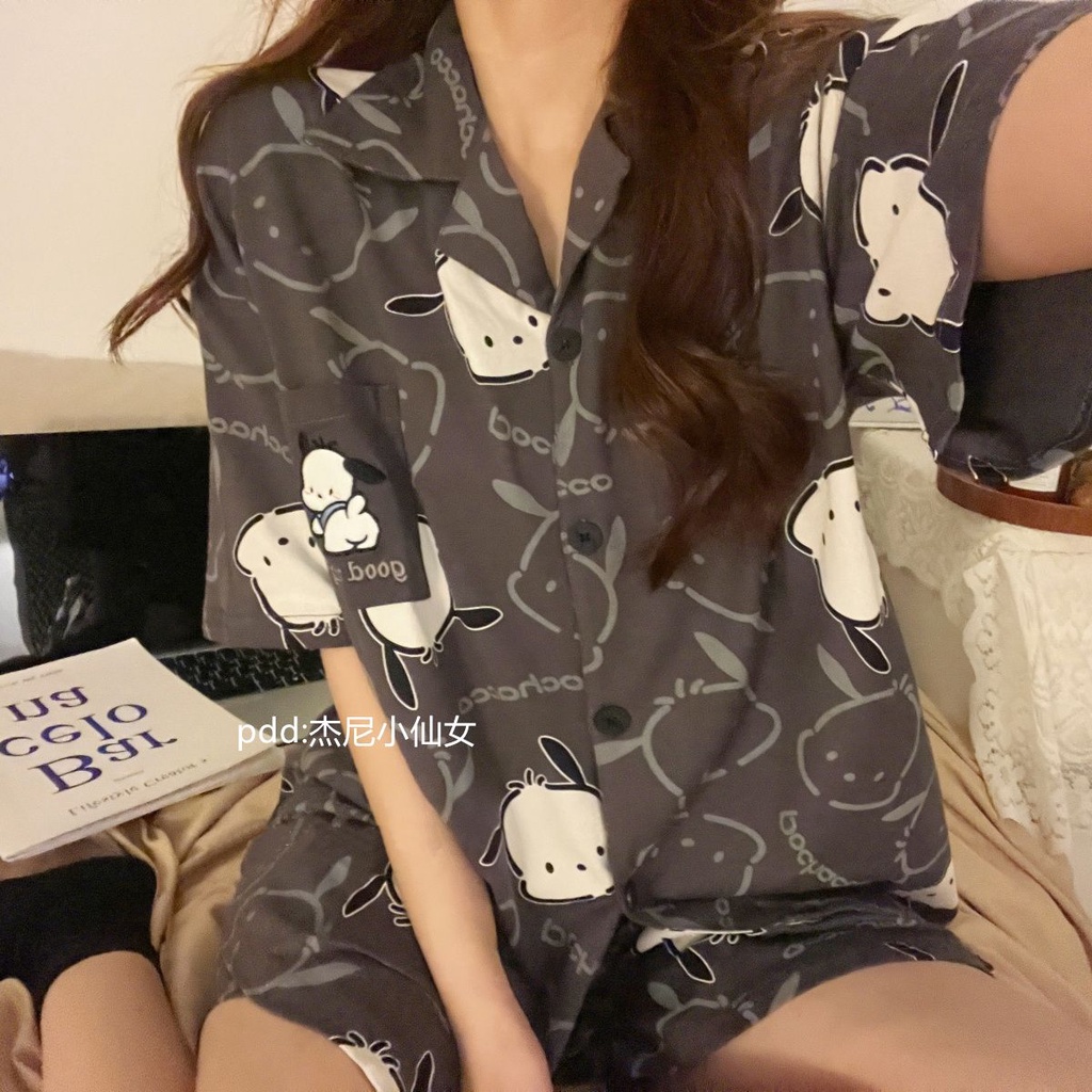 Bộ Đồ Ngủ Ngắn Tay In Hoạt Hình Chó Pacha Kiểu Nhật Bản Dễ Thương Thời Trang Mùa Hè Cho Học Sinh