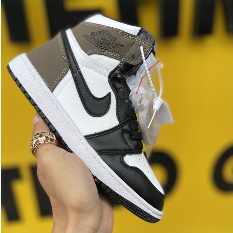 Giày Thể Thao JD Nâu cổ cao full box, giày jordan Nâu cao cổ trắng đen đủ size nam nữ