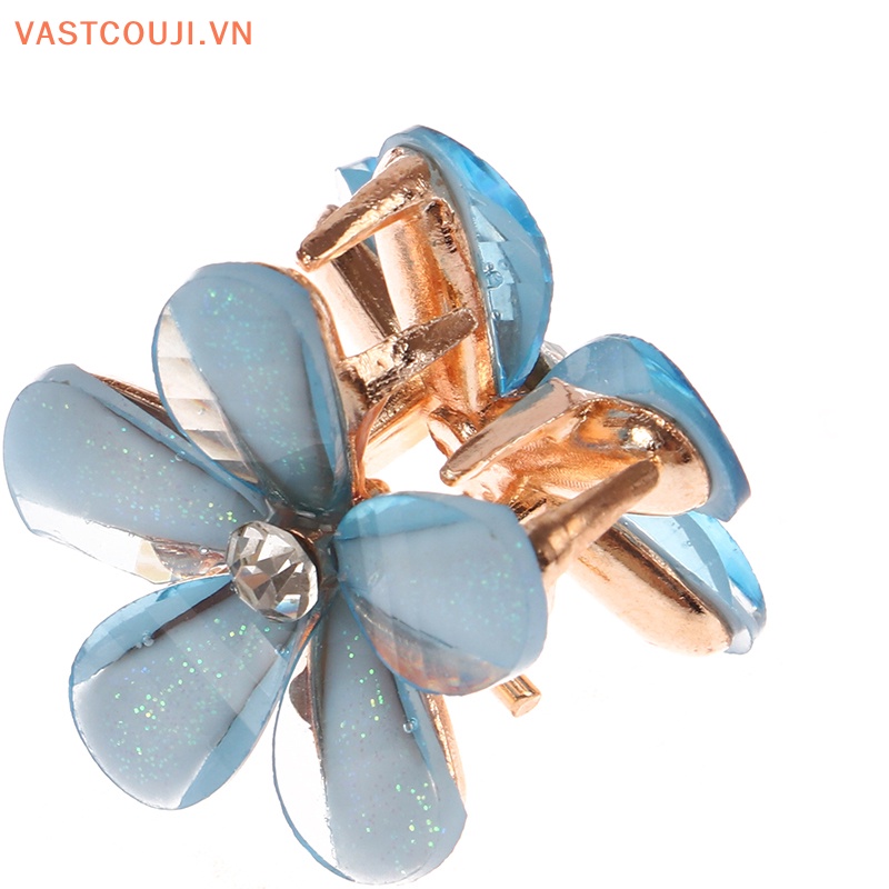 Bộ 5 Kẹp Tóc 2cm Màu Xanh Dương / Tím / Trắng Họa Tiết Hoa Xinh Xắn Thời Trang Cho Nữ