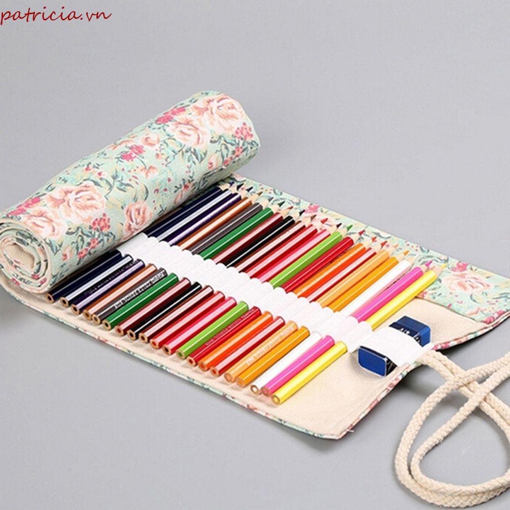 PATRICIA Túi Cuộn Đựng Bút Bằng Vải Canvas Tiết Kiệm Không Gian Ốp