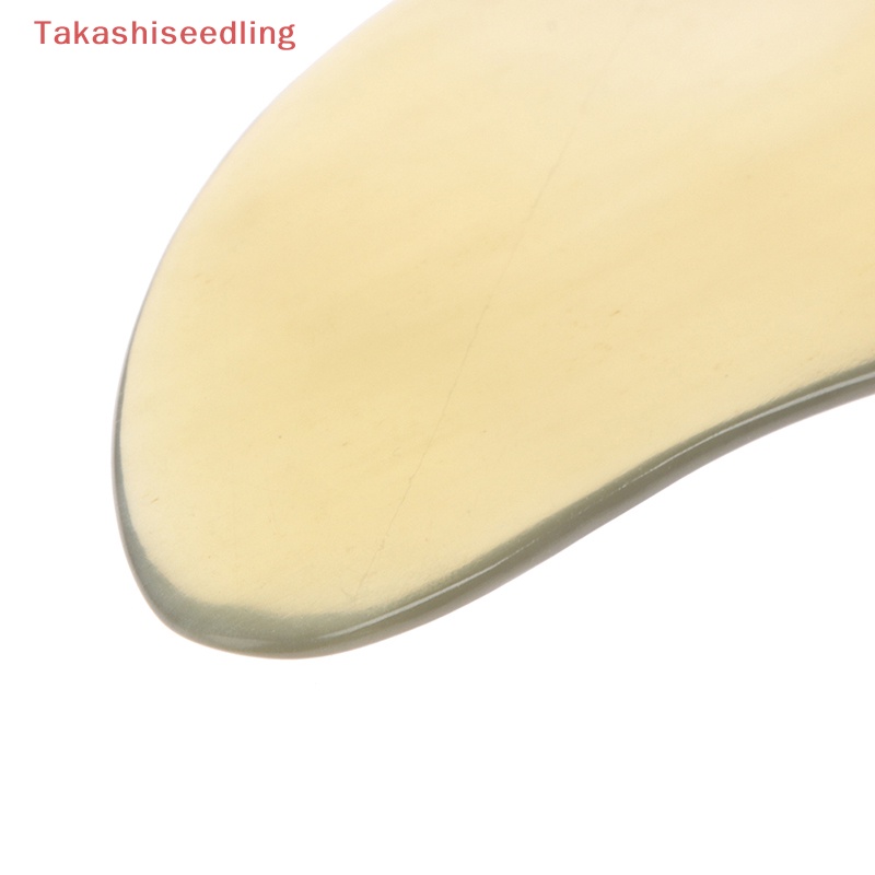 (Takashiseedling) Dụng Cụ Mát Xa Mặt Yak Ox Horn Gua Sha Màu Trắng Tự Nhiên