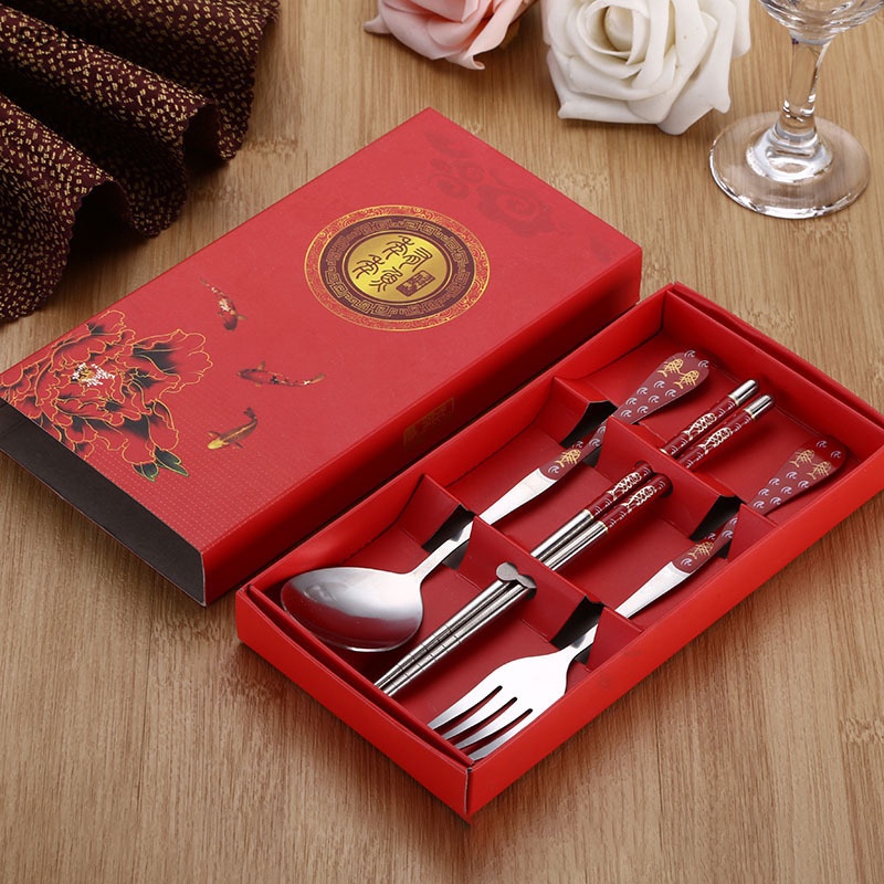 Bộ 3 Món Muỗng Nĩa Bằng Sứ Màu Xanh Dương Và Trắng Bằng Thép Không Gỉ vn