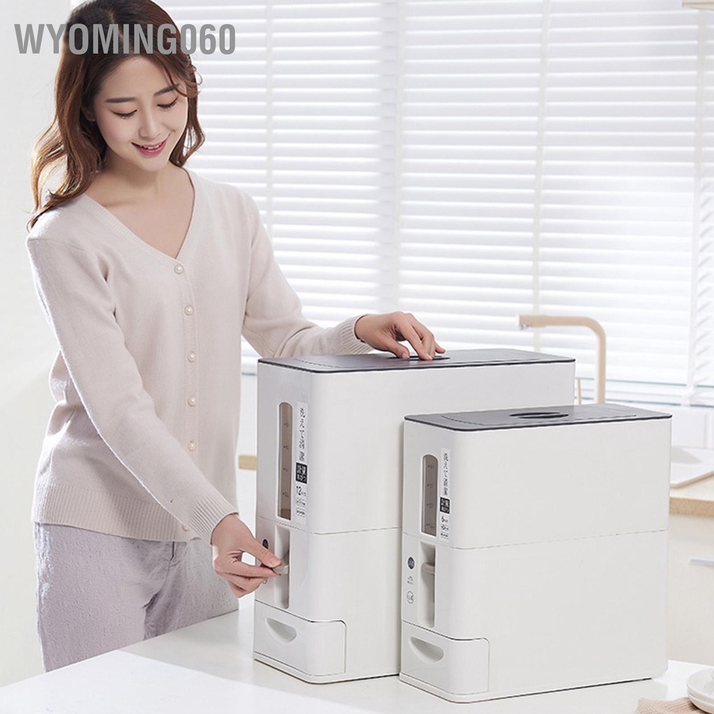 Wyoming060 Hộp Đựng Cơm Trong Suốt Quy Mô Rõ Ràng Loại Phễu Chống Bụi Hộ Gia Đình Xô Cho Bột Yến Mạch Đậu Nành