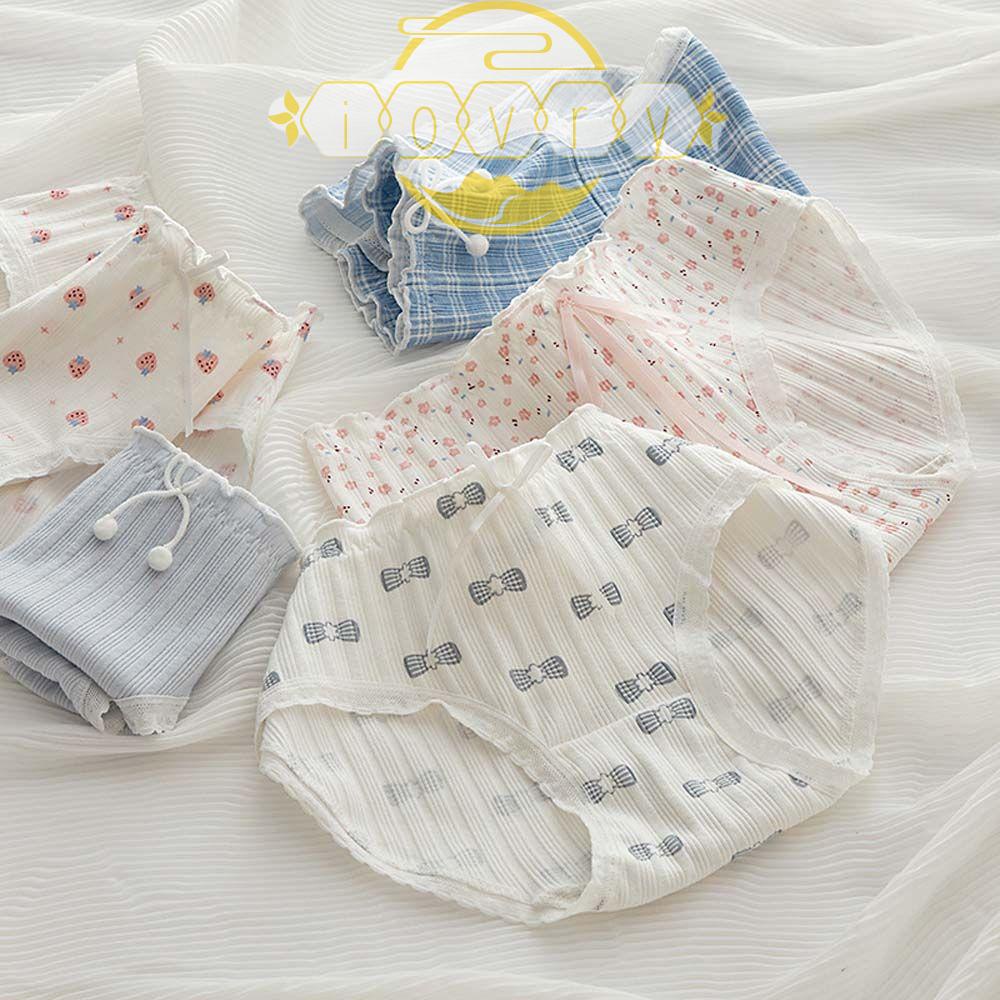 IVORY Quần Lót Lưng Vừa In Họa Tiết Hoạt Hình Đính Nơ Xinh Xắn Thời Trang Cho Nữ