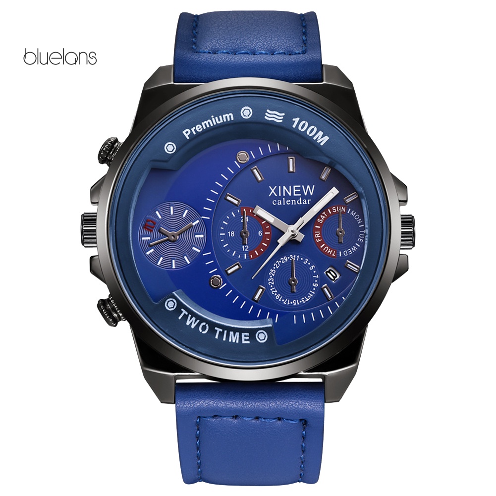 Đồng Hồ Nam Bluelans XINEW Dây Giả Da, Có Lịch