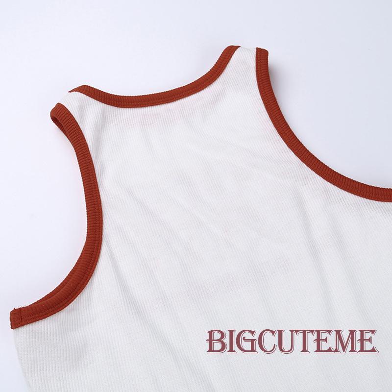 Áo Croptop Sát Nách Cổ Tròn In Chữ Thời Trang Mùa Hè Cho Nữ