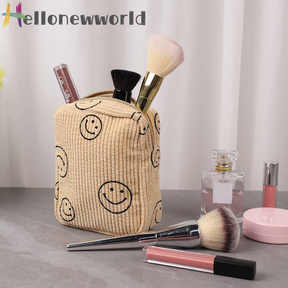 Túi Đựng Mỹ Phẩm Đa Năng Hình Mặt Cười Có Khóa Kéo Tiện Dụng Mang Theo Du Lịch