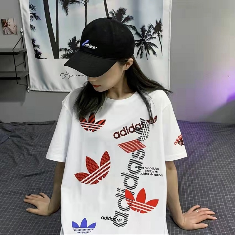 Áo Thun 100% Cotton Ngắn Tay In Logo Adidas Thời Trang Dành Cho Nam Và Nữ