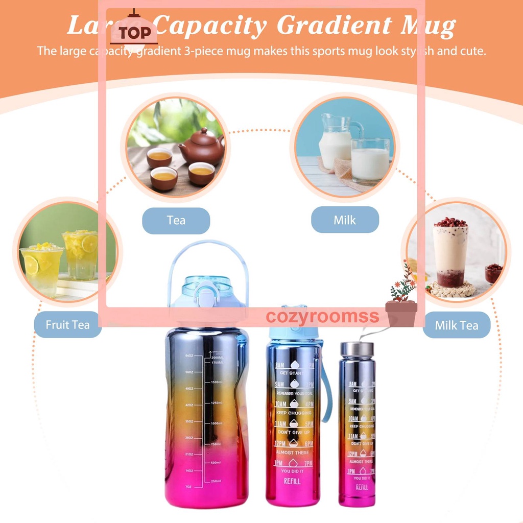 Bình Nước Thể Thao 280 + 900 + 2000ML Bằng Nhựa Có Ống Hút Tiện Dụng