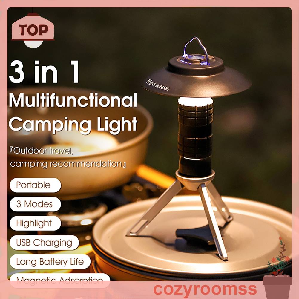 Đèn Pin Sạc USB Mini 2200mAh Mang Đi Cắm Trại Tiện Dụng