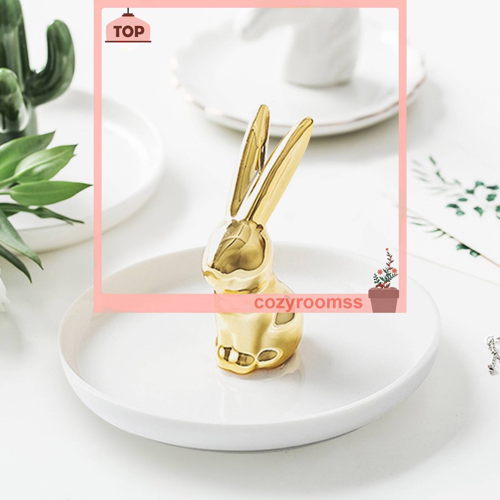 Giá Đỡ Trưng Bày Nhẫn Hình Thỏ Bằng Gốm Trang Trí Tiệc Cưới