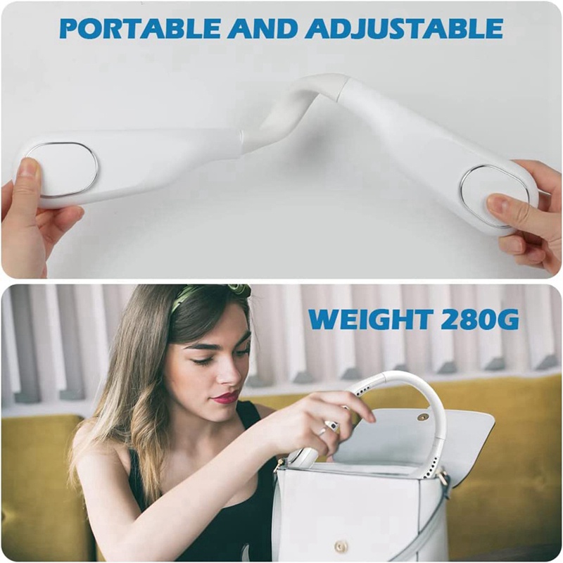 Quạt Đeo Cổ Không Cánh 3 Tốc Độ Điều Chỉnh 360 Độ 4000MAh Có Thể Sạc Lại Tiện Dụng°Quạt Làm Mát Linh Hoạt Có Thể Mang Đi Tiện Dụng
