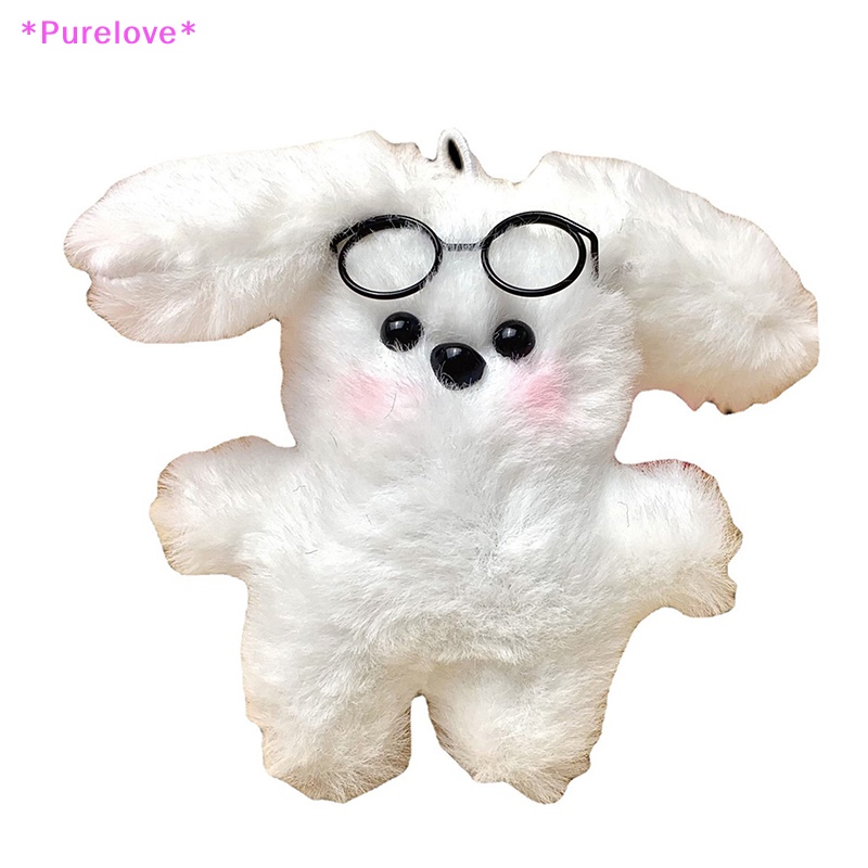 Búp Bê Thỏ Nhồi Bông Mềm Mại Đeo Kính Có Thể Tháo Rời Trang Trí Xe Hơi / Móc Khóa Sáng Tạo Mới