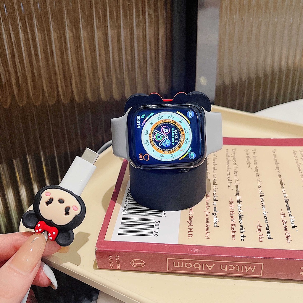 Đế Sạc Bằng Silicon Hình Nơ Dễ Thương Cho Apple Watch Series 7 6 SE 5 4 3