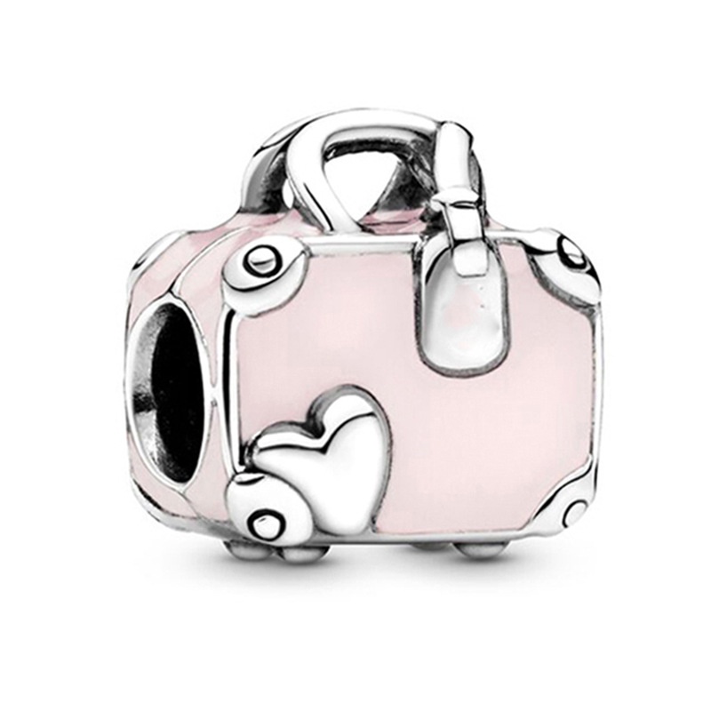 Hạt Charm Hình Trái Tim Màu Hồng Đính Đá Pandora Thời Trang Cho Nữ