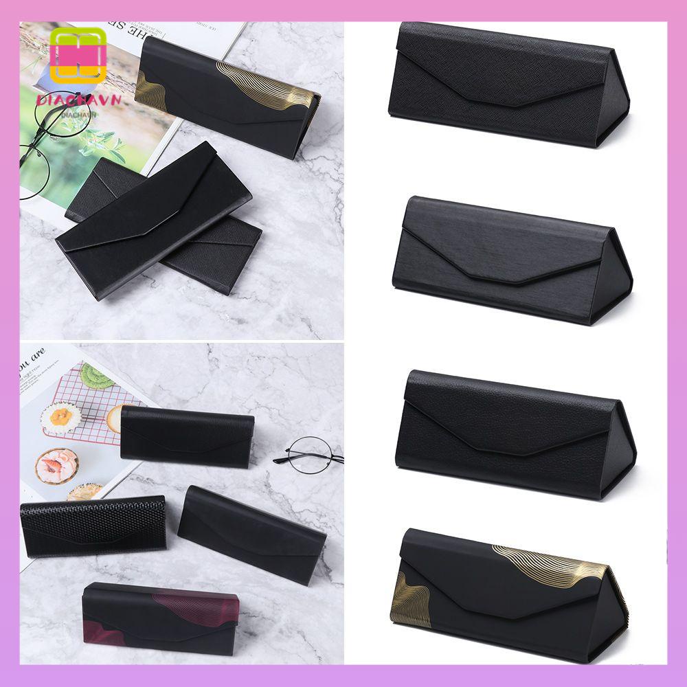 DIACHAVN Hộp Đựng Mắt Kính Hình Tam Giác Màu Đen Có Thể Gấp Gọn Tiện Dụng
