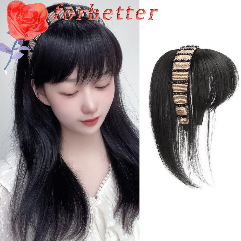 FORBETTER Tóc Mái Giả Bằng Sợi Tổng Hợp Màu Đen / Nâu Tự Nhiên Cách Nhiệt Tạo Hiệu Ứng 3D Cho Nữ