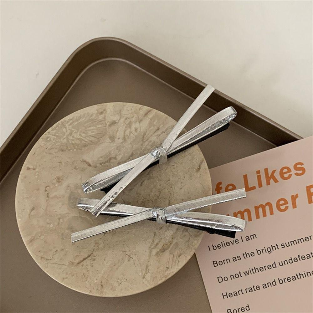 Kẹp Tóc Nơ Bằng Da PU Phong Cách Ins Y2k Dành Cho Bạn Nữ