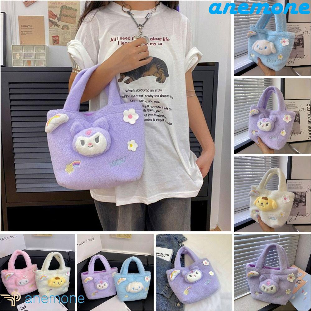 Túi Đeo Chéo Vai Bằng Vải Bông Sức Chứa Lớn Họa Tiết Kuromi Cinnamoroll Hoạt Hình Cho Trẻ Em