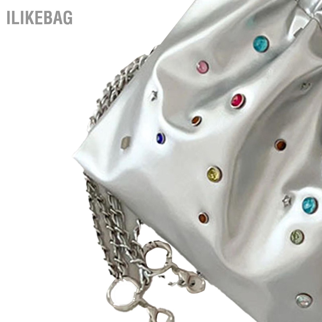 Ilikebag Dây Đeo Ba Lô Thiết Kế Rút Công Suất Lớn Túi Xách Nữ Đá Màu Trang Trí