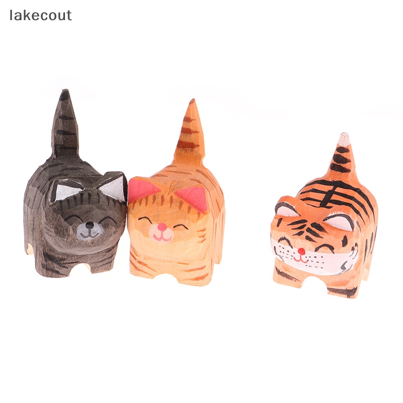 Tượng Mèo Hoạt Hình Nhỏ Bằng Gỗ Thủ Công Sáng Tạo Để Bàn Trang Trí