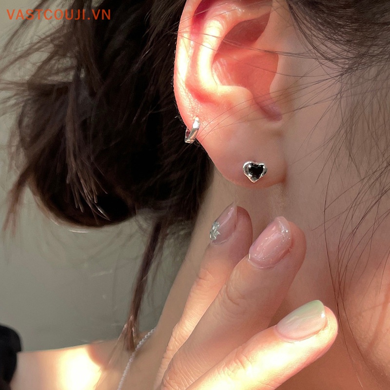 1 Đôi Bông Tai Hình Trái Tim Đính Đá Zircon Nhiều Màu Sắc Thời Trang Cho Nữ