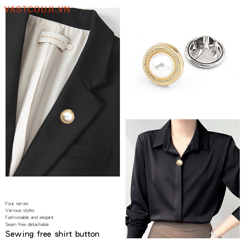 Set 10 Ghim Cài Áo Đính Ngọc Trai Giả Bằng Kim Loại Thời Trang Cho Nữ