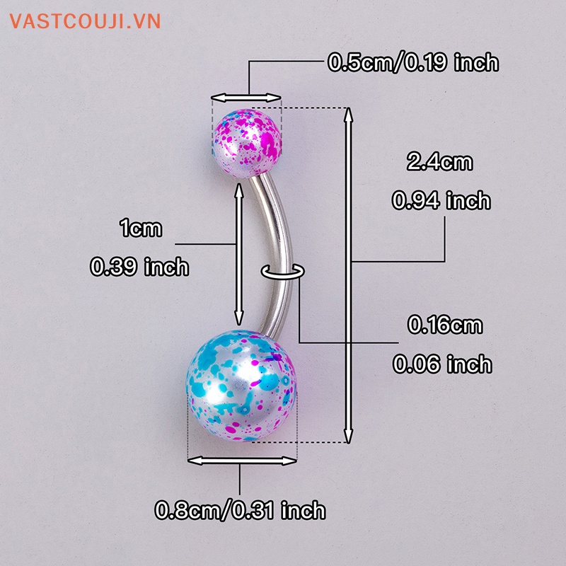 Bộ 5 Khuyên Rốn Bằng Thép Không Gỉ Nhiều Màu Sắc Gợi Cảm VASTJI