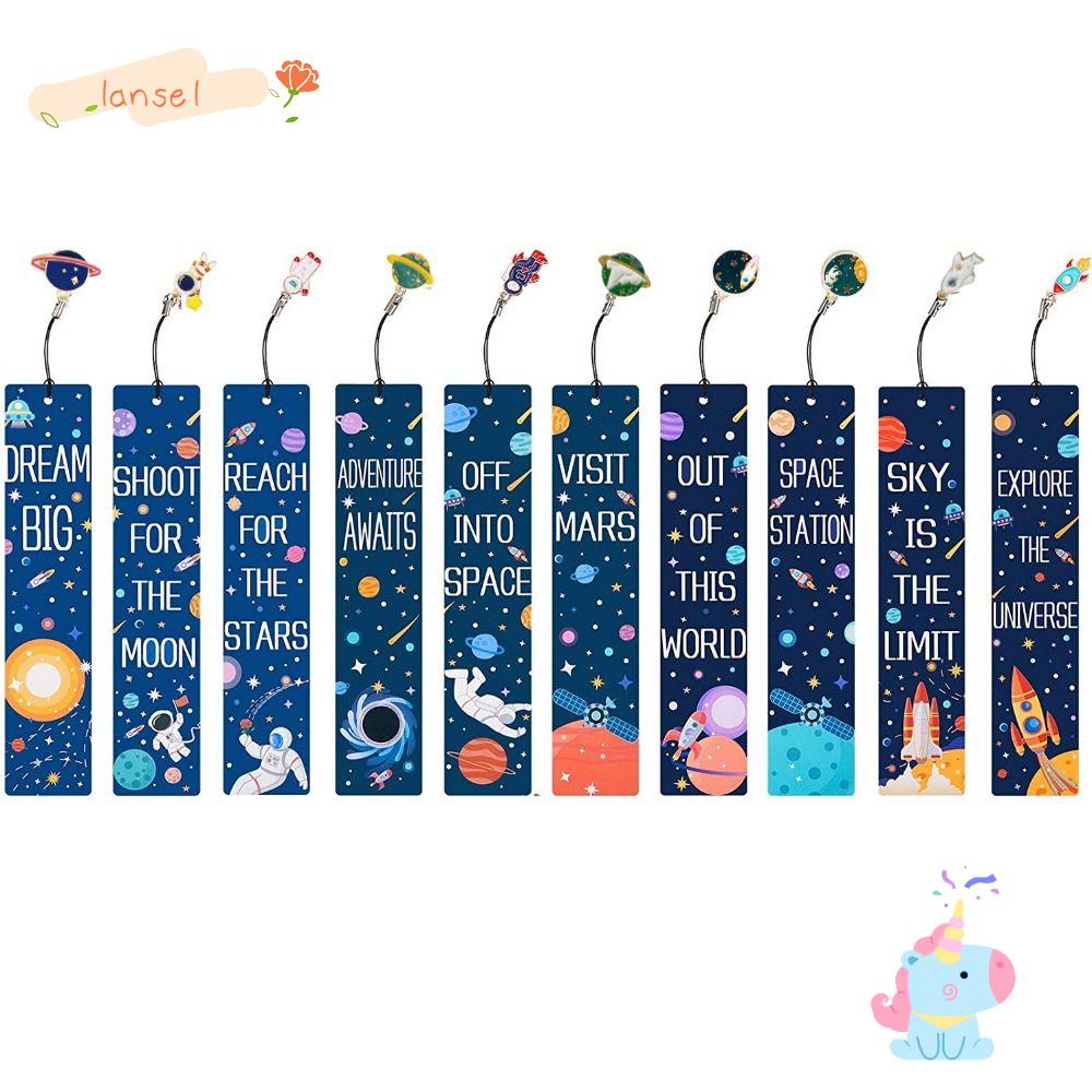 LANSEL Bộ 10 Thẻ Đánh Dấu Trang Sách Truyền Cảm Hứng Kèm 10 Kẹp Kim Loại