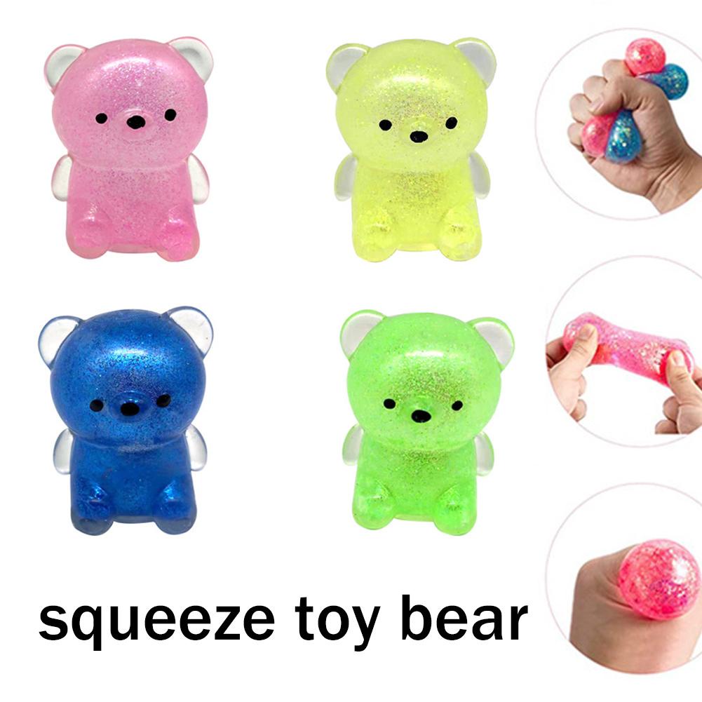 Đồ Chơi Bóp Nén Giảm Căng Thẳng Hình Chú Gấu Màu Vàng Hồng Dễ Thương M7X1