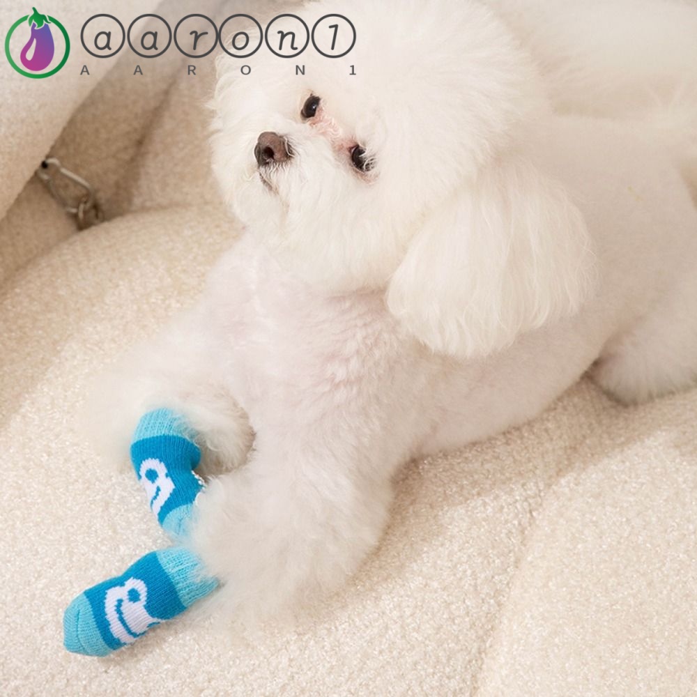 AARON1 Set 4 Đôi Vớ Mềm Chống Trượt Cho Thú Cưng Ốp