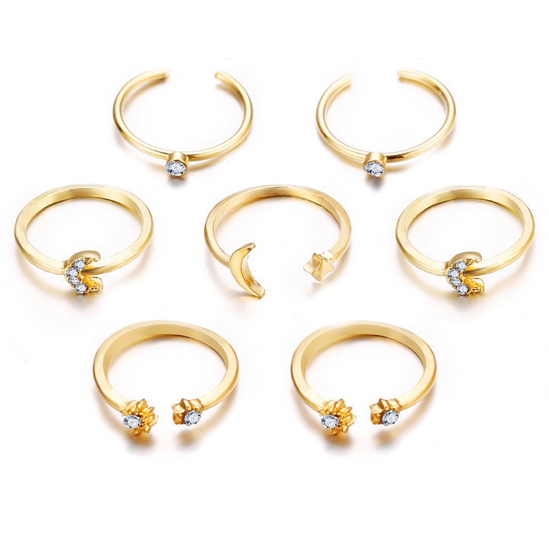 Ygt Set Nhẫn Hở Hình Học Đính Đá Pha Lê / Ngôi Sao / Trái Tim / Hình