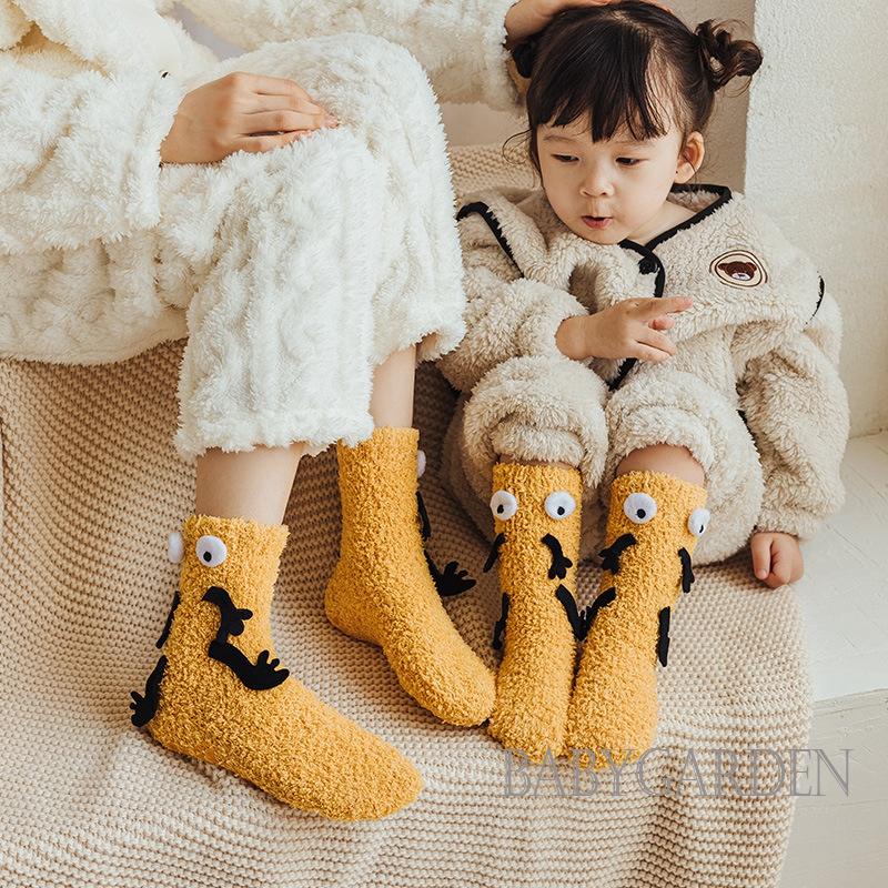 Vớ Lông Cừu San Hô Dày Giữ Ấm Chống Trượt In Họa Tiết Hoạt Hình Dễ Thương Cho Bé 0-10 Tuổi