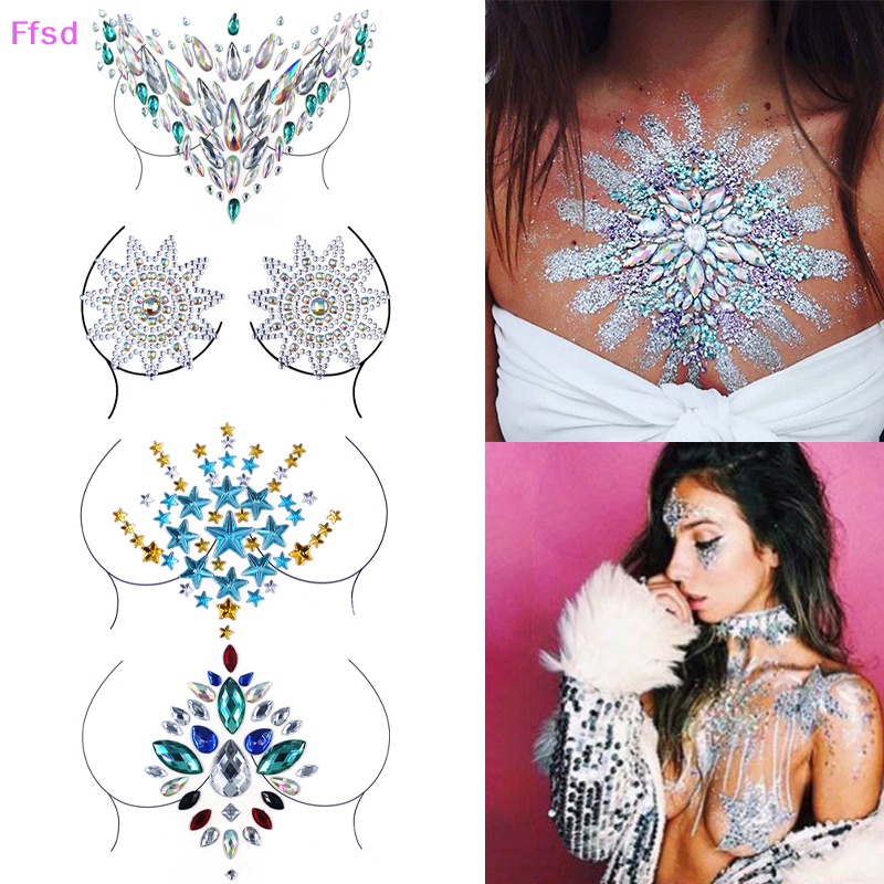 Miếng Dán Ngực Pha Lê 3D Lấp Lánh Gợi Cảm Cho Nữ