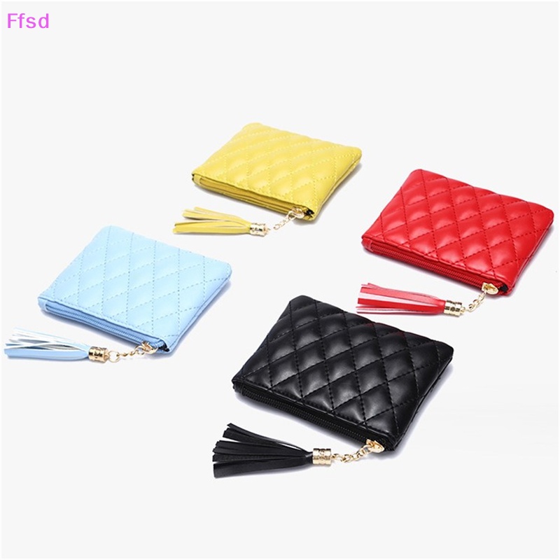 Ví Da PU Ngắn Đựng Tiền Xu / Thẻ Thêu Họa Tiết Tua Rua Có Khóa Kéo Thời Trang Cho Nữ