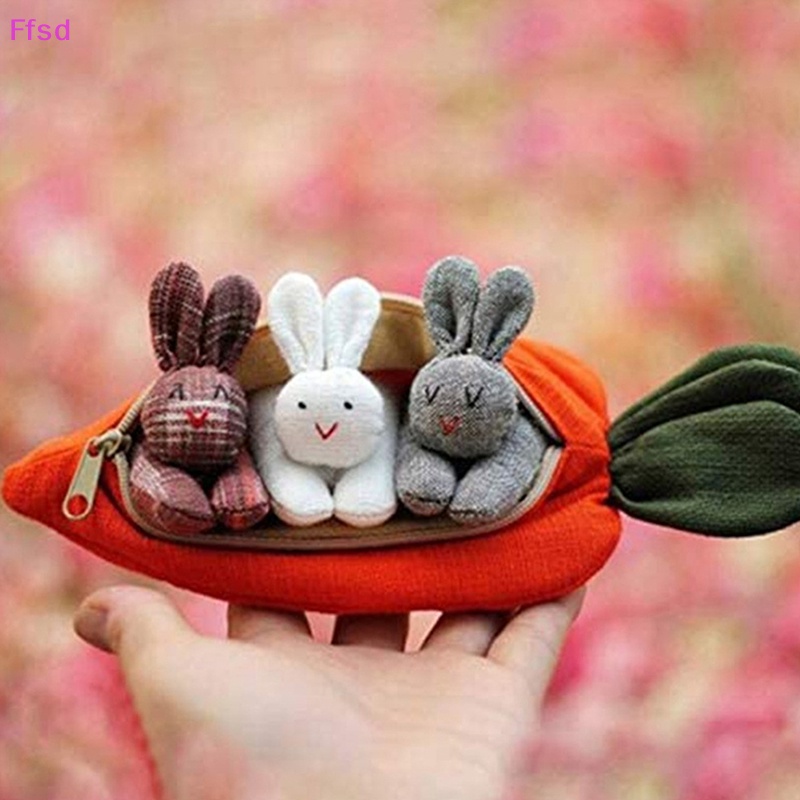 Đồ Chơi Thỏ Nhồi Bông 3 Bánh Bao Trong Ví Cà Rốt Mini Trang Trí Lễ Phục Sinh