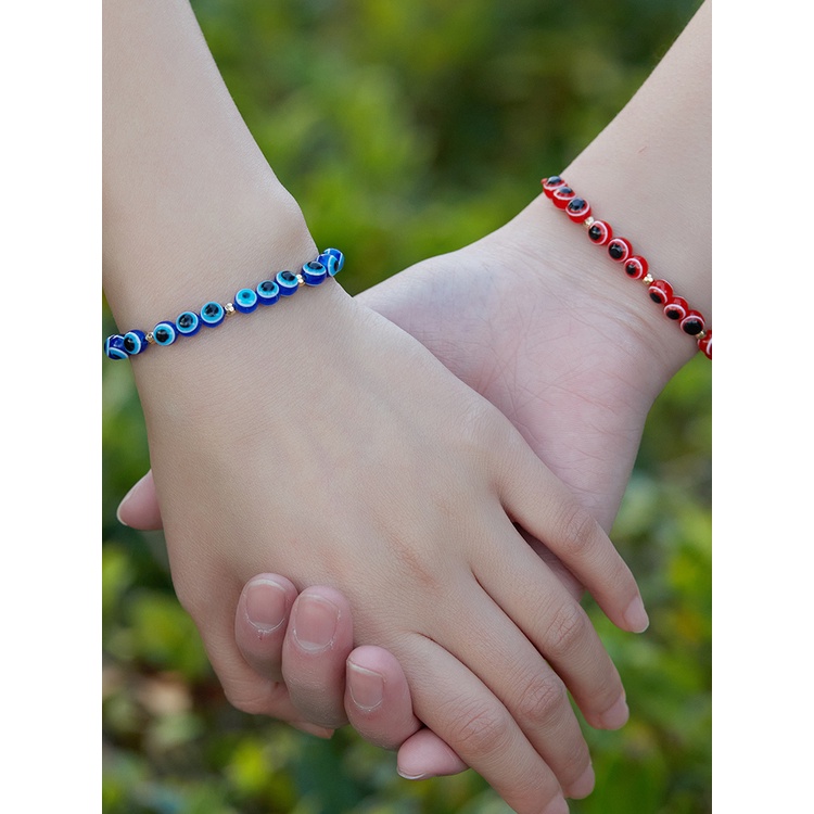 Ygt Set 2 Vòng Tay Chuỗi Hạt Resin Pha Lê Hình Mắt Quỷ Màu Xanh Thổ Nhĩ Kỳ Cho Cặp Đôi