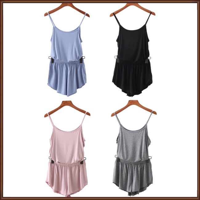 Bộ Đồ Ngủ 2 Mảnh Áo Tank Top Sát Nách Phối Quần Short Thời Trang Mùa Hè Cho Nữ
