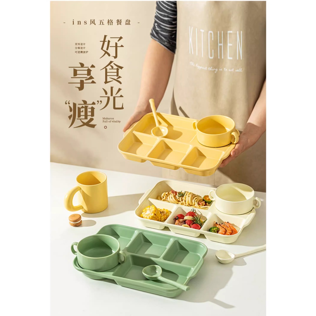 Đĩa Sứ Đựng Thức Ăn Chia Ngăn Cho Người Lớn Trẻ Em
