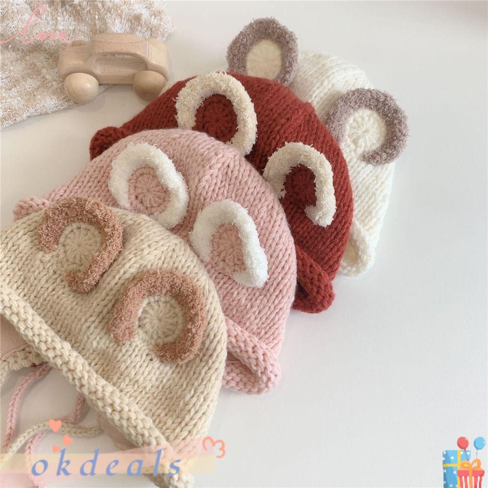 OKDEALS Mũ Len Cotton Bảo Vệ Tai Dễ Thương Cho Bé