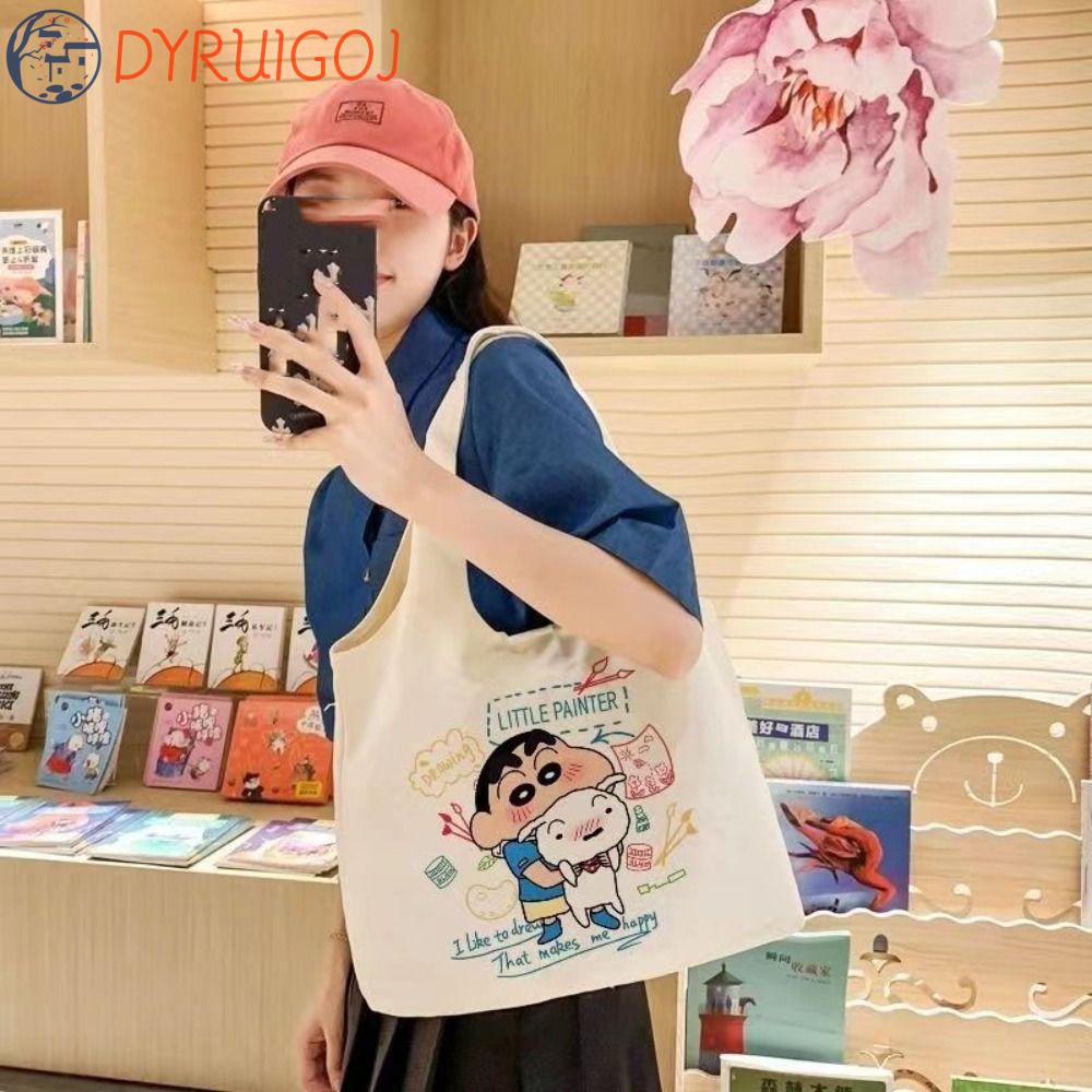 DYRUIDOJ Túi Xách Canvas Cỡ Lớn In Họa Tiết Hoạt Hình Trái Dâu / Gấu Dễ Thương Thời Trang Cho Nữ