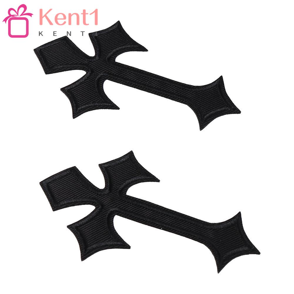 KENT1 Set 20 / 20 Miếng Vá Màu Đen Thêu Chữ Thập Cá Tính Cho Mũ