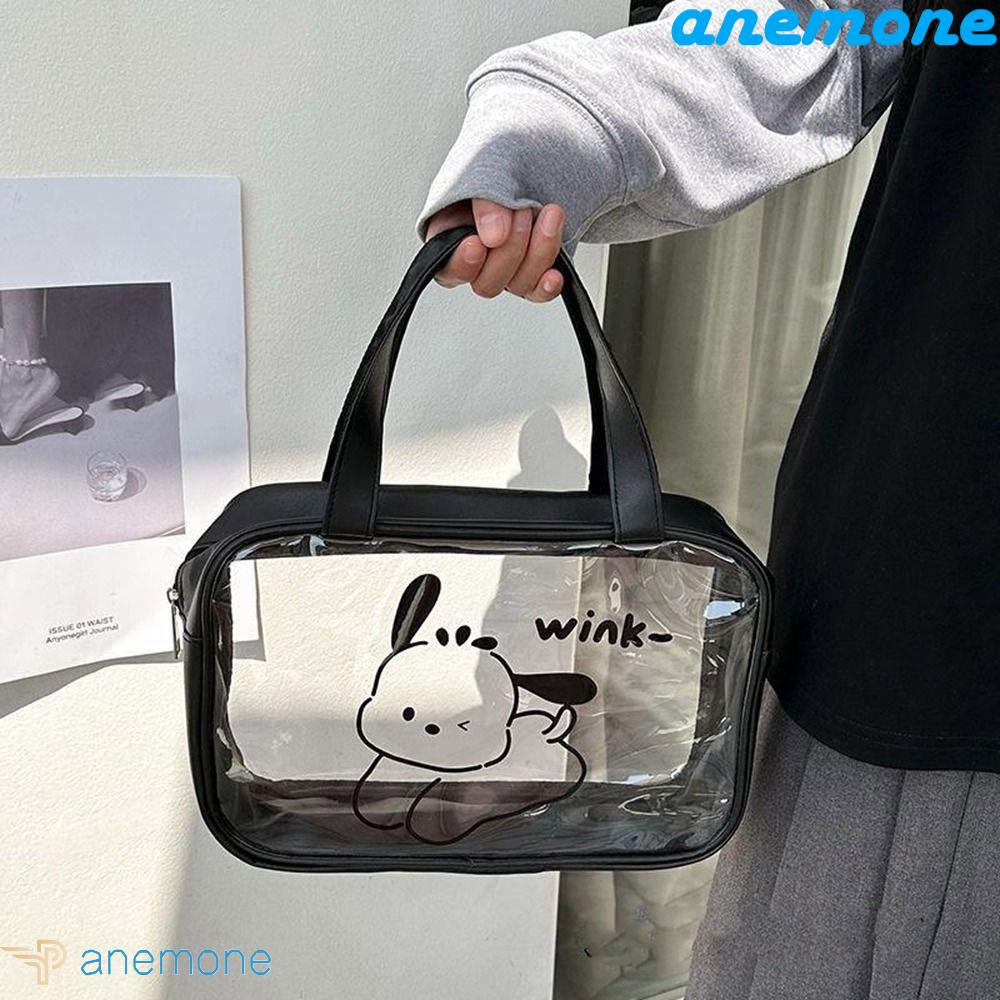 ANEMONE Túi Đựng Mỹ Phẩm Bằng Pvc Trong Suốt Hình Chú Chó Hoạt Hình Dễ Thương