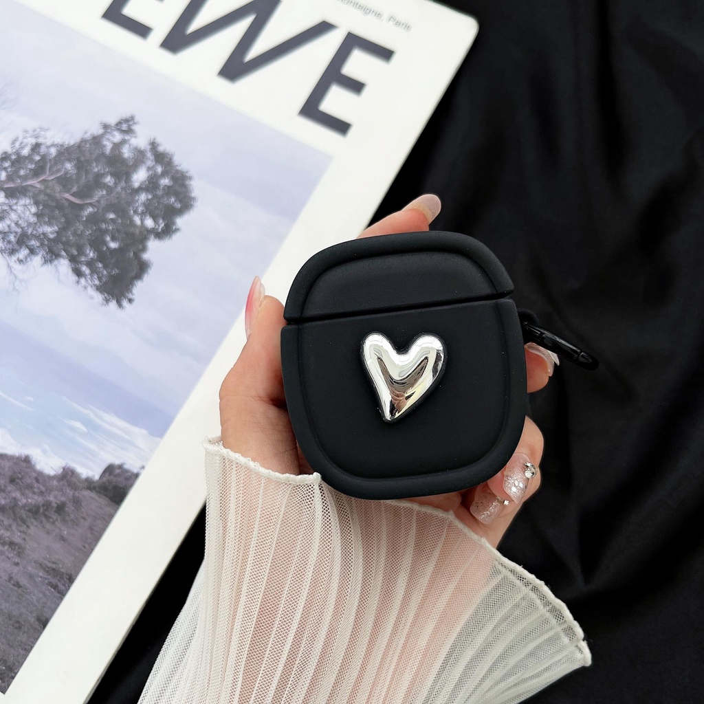 Vỏ Bảo Vệ Hộp Sạc Tai nghe không dây AirPods 1 / 2 / 3 Gen Pro2 2022 Bằng Silicon Mềm Chống Rơi Hình Trái Tim Có Móc Treo DIY