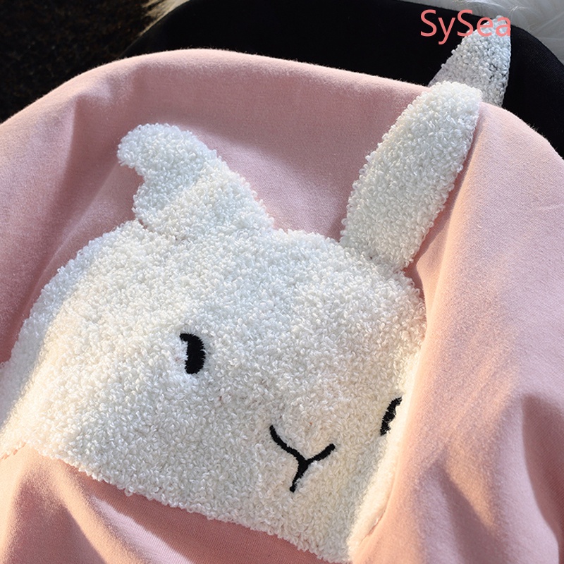 Áo Thun Ngắn Tay Cổ Tròn Họa Tiết Thỏ Đáng Yêu Thời Trang Mùa Hè Hàn Quốc Cho Nữ