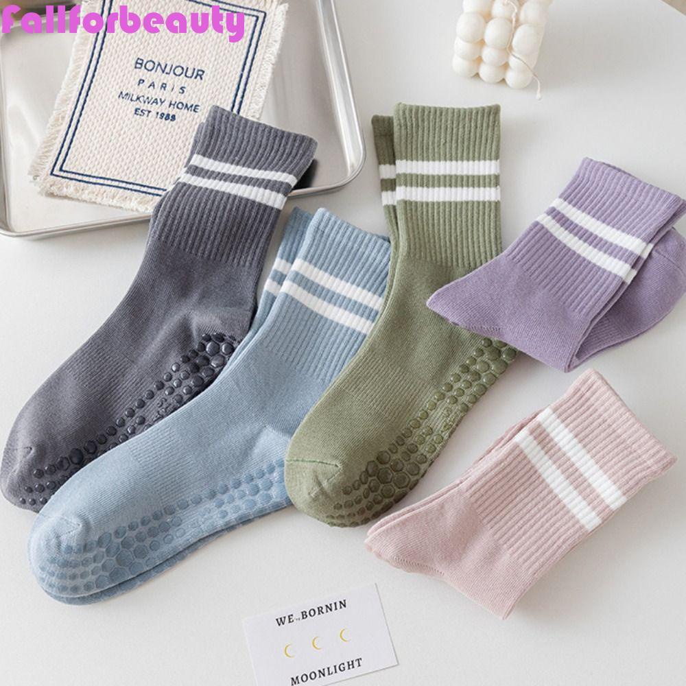 FALLFORBEAUTY Đôi Vớ Thể Thao Họa Tiết Kẻ Sọc Đơn Giản Thoải Mái Cho Nữ