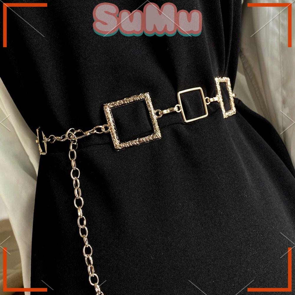 SUMU Thắt Lưng Dây Xích Kim Loại Đính Pha Lê Thanh Lịch Hợp Thời Trang