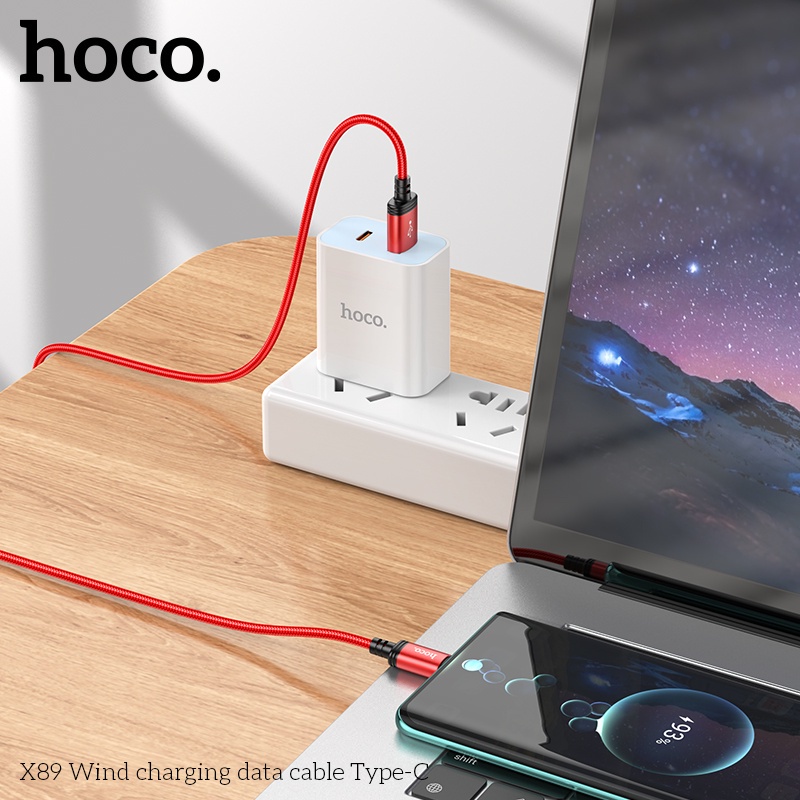 Cáp sạc Hoco X89 sạc nhanh dây dù bện dài 1M cho Smartphone đen TECHHIGH
