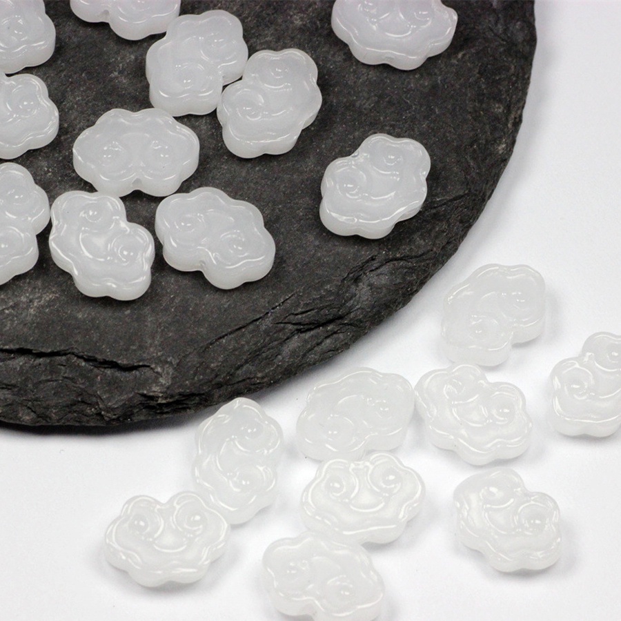 Set 50 Hạt Thủy Tinh 9x13mm Lỗ Thẳng Phối Tua Rua Trang Trí Kẹp Tóc DIY