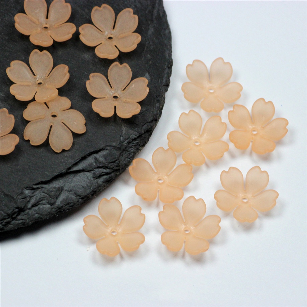 Set 100 Hạt Xỏ Lỗ Hình Hoa Anh Đào Bằng Nhựa Acrylic 15mm Dùng Làm Trang Sức DIY